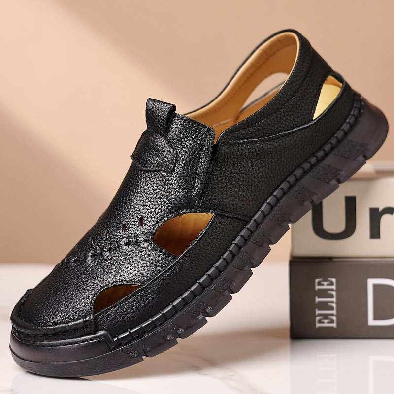 Casual hollow breathable men's leather sandals(px102)