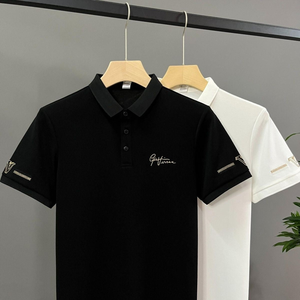 Men's summer versatile embroidered short-sleeved polo shirt