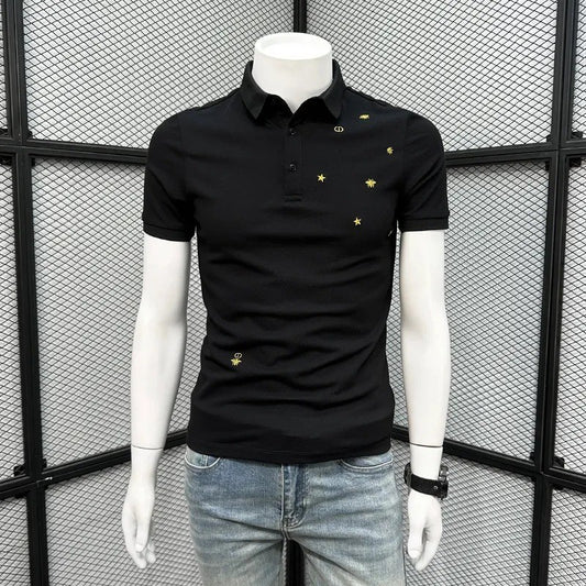 Men's summer embroidered short-sleeved polo shirt
