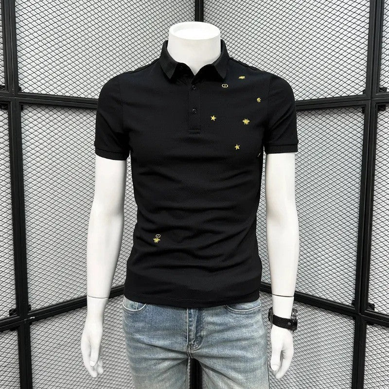 Men's summer embroidered short-sleeved polo shirt