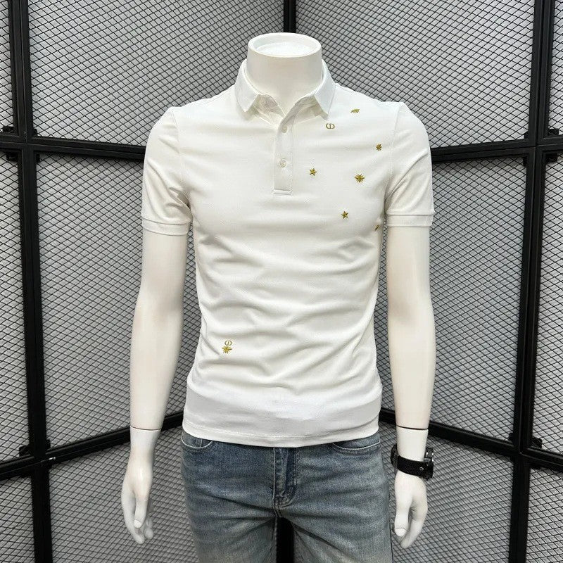 Men's summer embroidered short-sleeved polo shirt