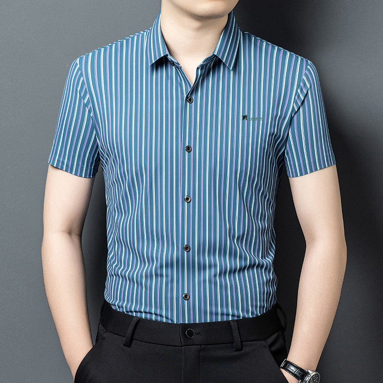 txv100-Men's striped short-sleeved shirt