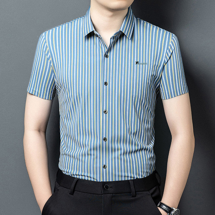 txv100-Men's striped short-sleeved shirt
