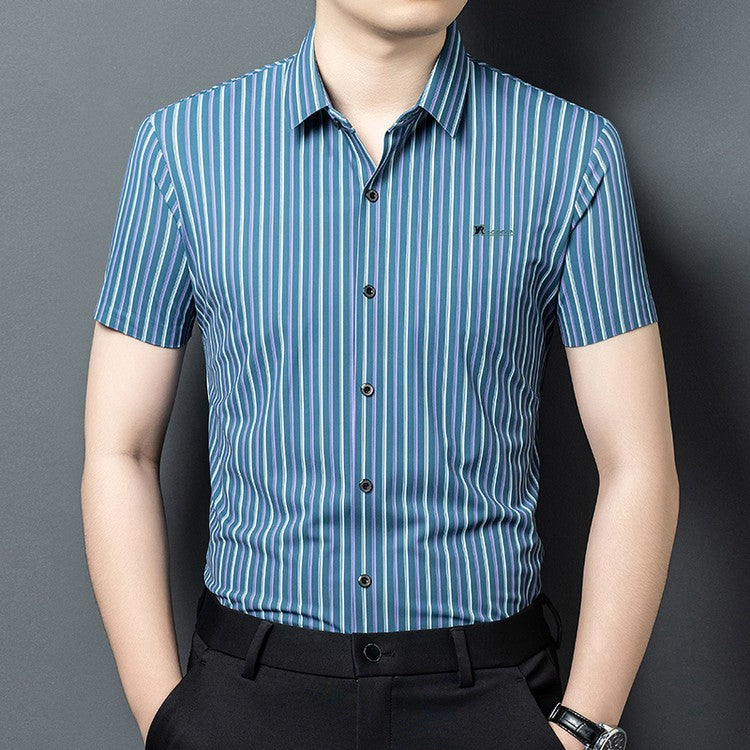 txv100-Men's striped short-sleeved shirt