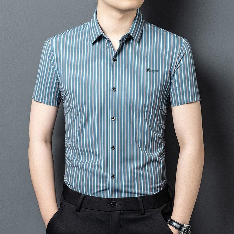 txv100-Men's striped short-sleeved shirt
