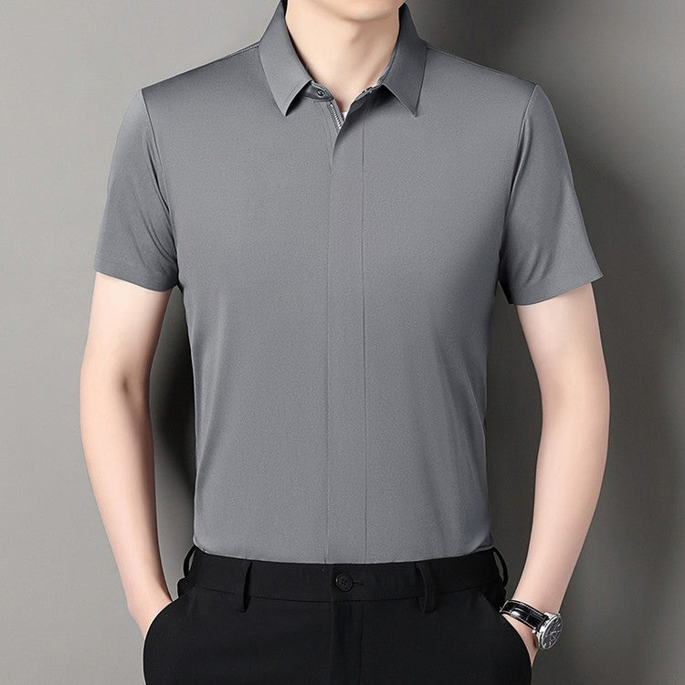Men's Summer Zipper Short Sleeve Shirt