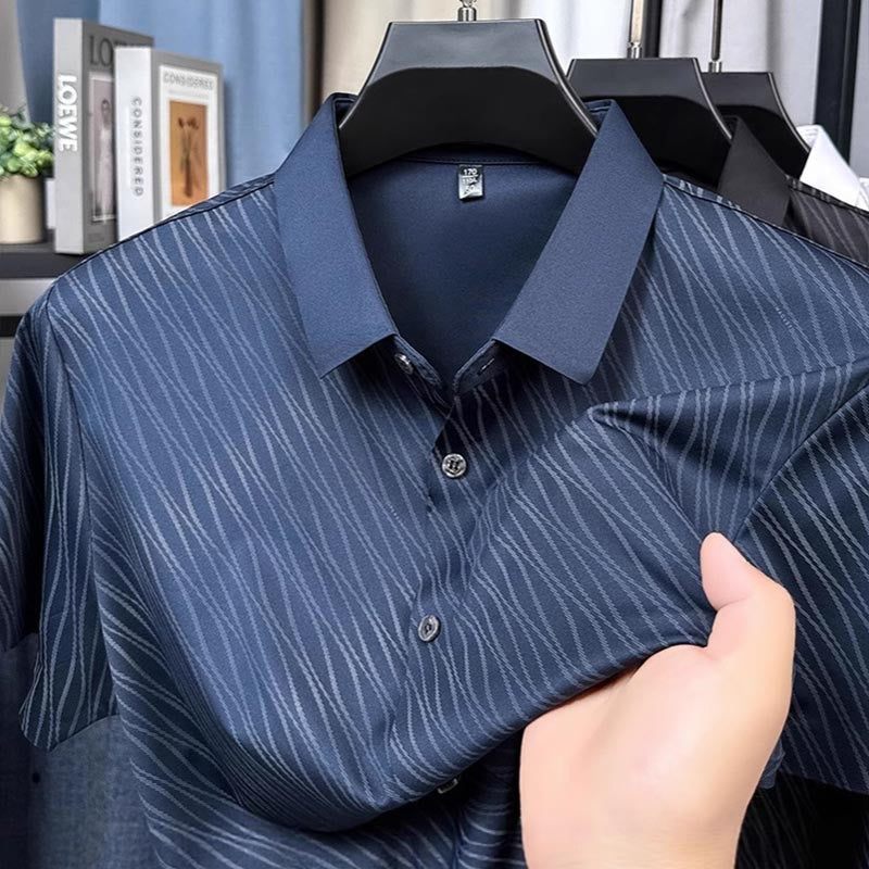 Men's Business Casual Printed Short Sleeve Shirt