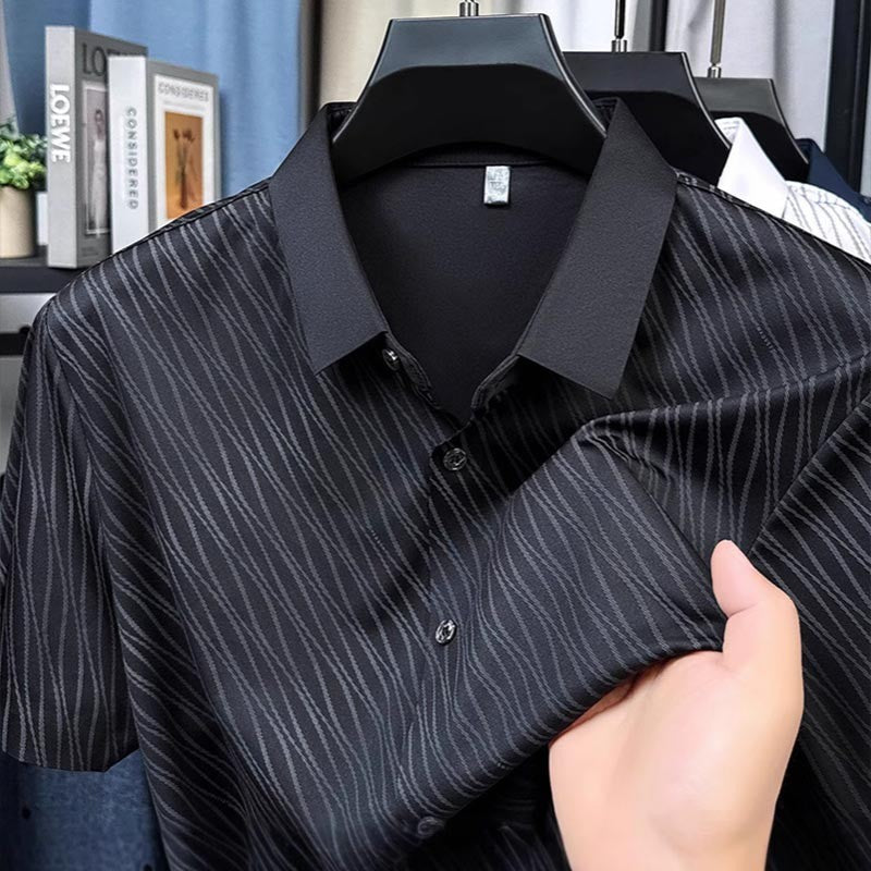 Men's Business Casual Printed Short Sleeve Shirt