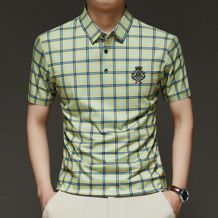 Men's Summer Striped Ice Silk Short Sleeve POLO Shirt(cm457)