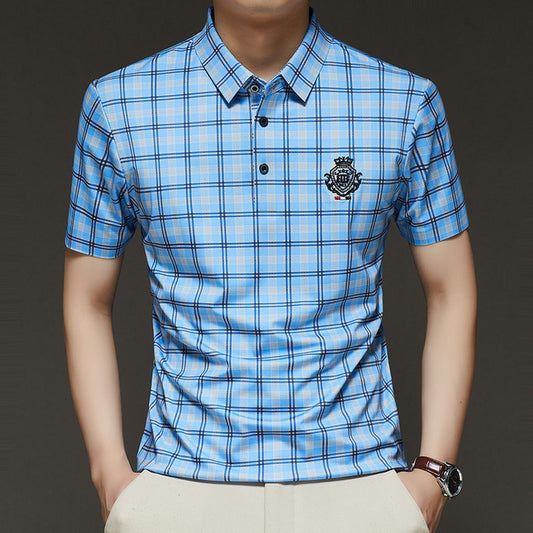 Men's Summer Striped Ice Silk Short Sleeve POLO Shirt(cm457)