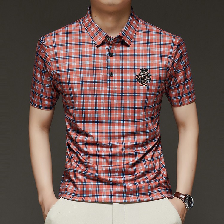 Men's Summer Striped Ice Silk Short Sleeve POLO Shirt(cm457)