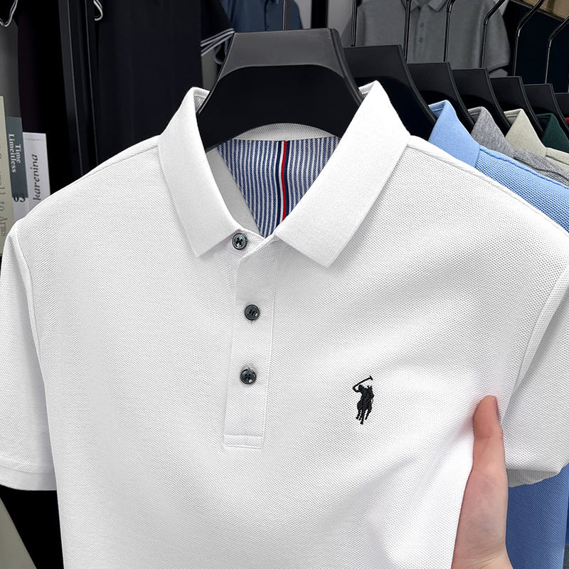 Men's cotton embroidered short-sleeved polo shirt
