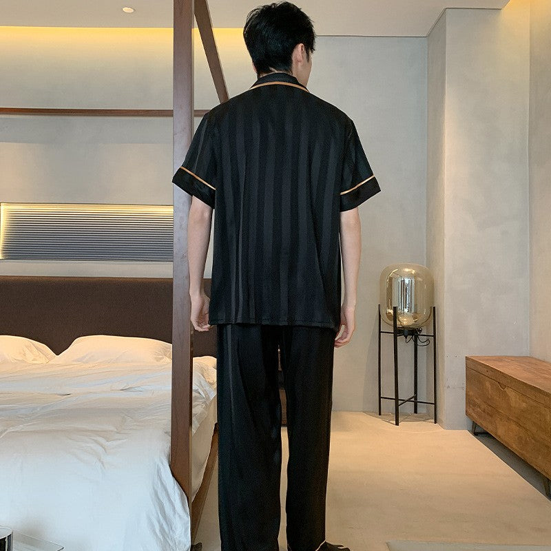 kuu377-Men's summer thin home wear short-sleeved trousers suit