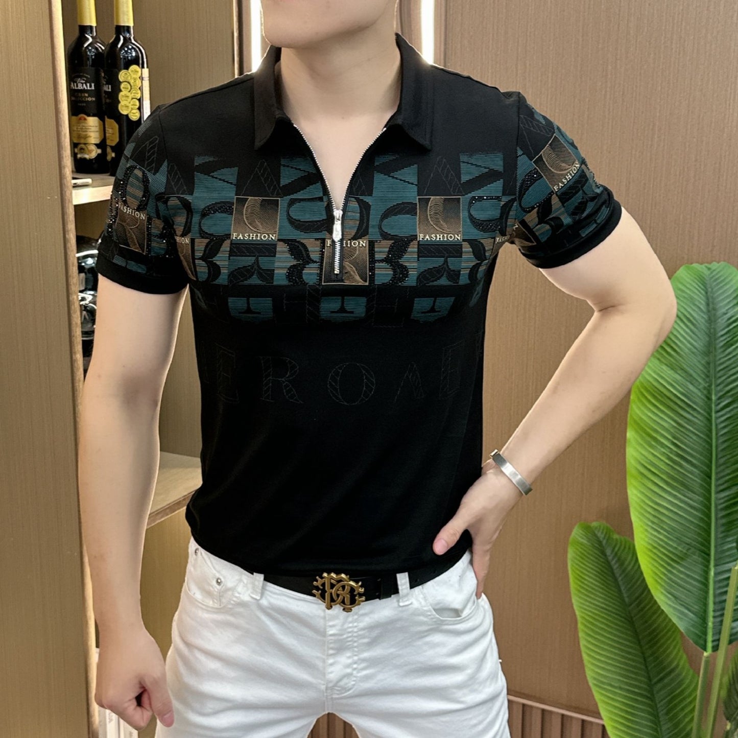 Casual Fashion Round Neck Men's Short Sleeve T-Shirt(cm454)