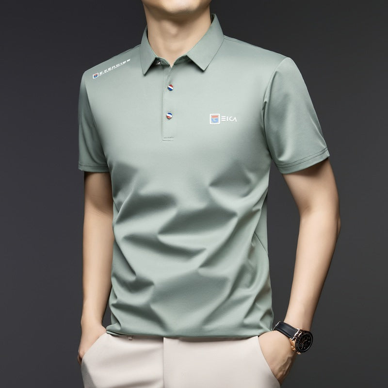 Men's summer thin short-sleeved polo shirt with mulberry silk