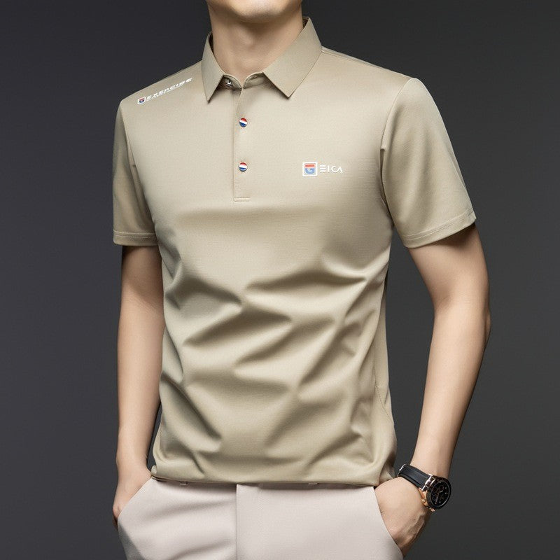 Men's summer thin short-sleeved polo shirt with mulberry silk