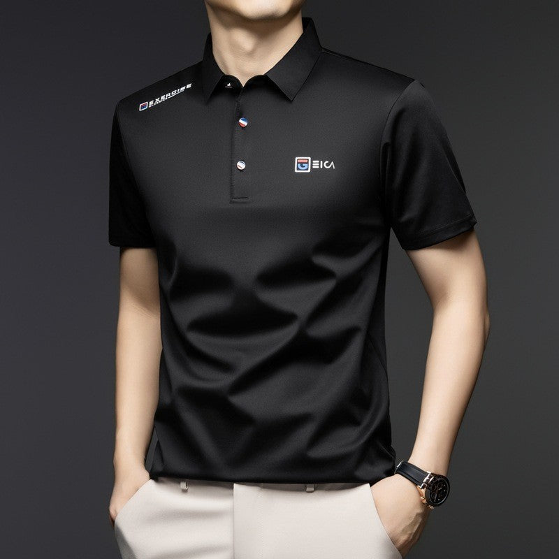Men's summer thin short-sleeved polo shirt with mulberry silk