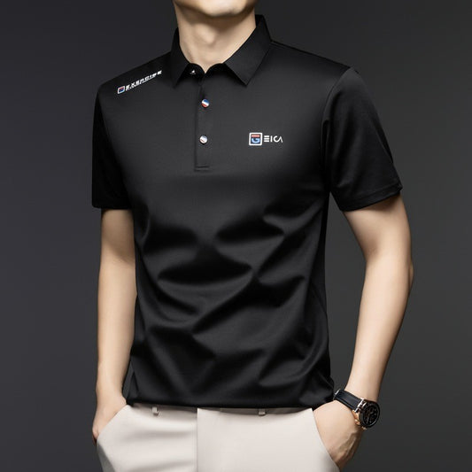 Men's summer thin short-sleeved polo shirt with mulberry silk