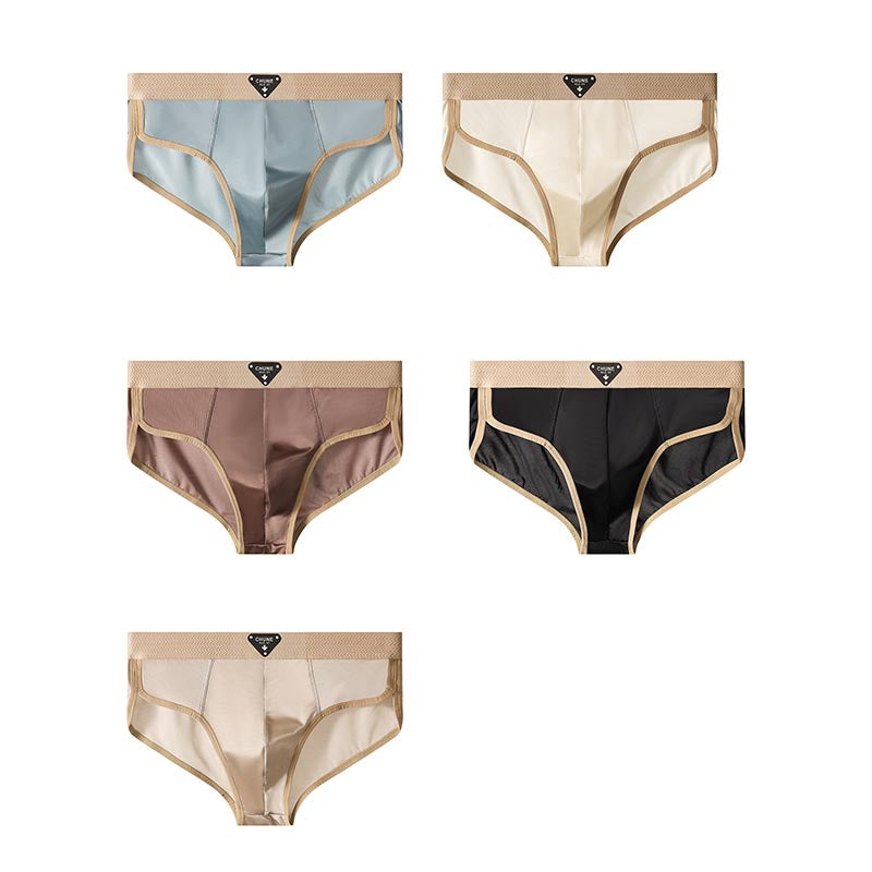 【1 Set 5 Pcs】Men's ice silk large size breathable briefs(ud24)
