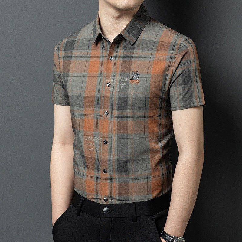 ah13-Men's Business Casual Anti-wrinkle Short Sleeve Shirt
