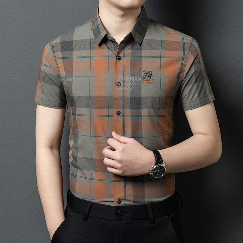 ah13-Men's Business Casual Anti-wrinkle Short Sleeve Shirt