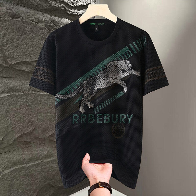Men's high quality printed ice silk short sleeves(you398)