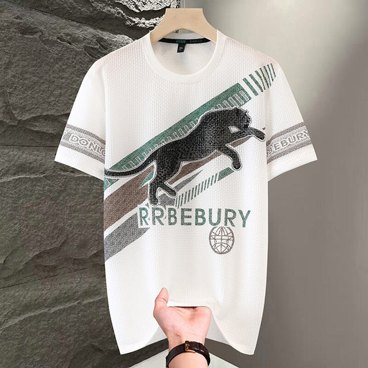 Men's high quality printed ice silk short sleeves(you398)
