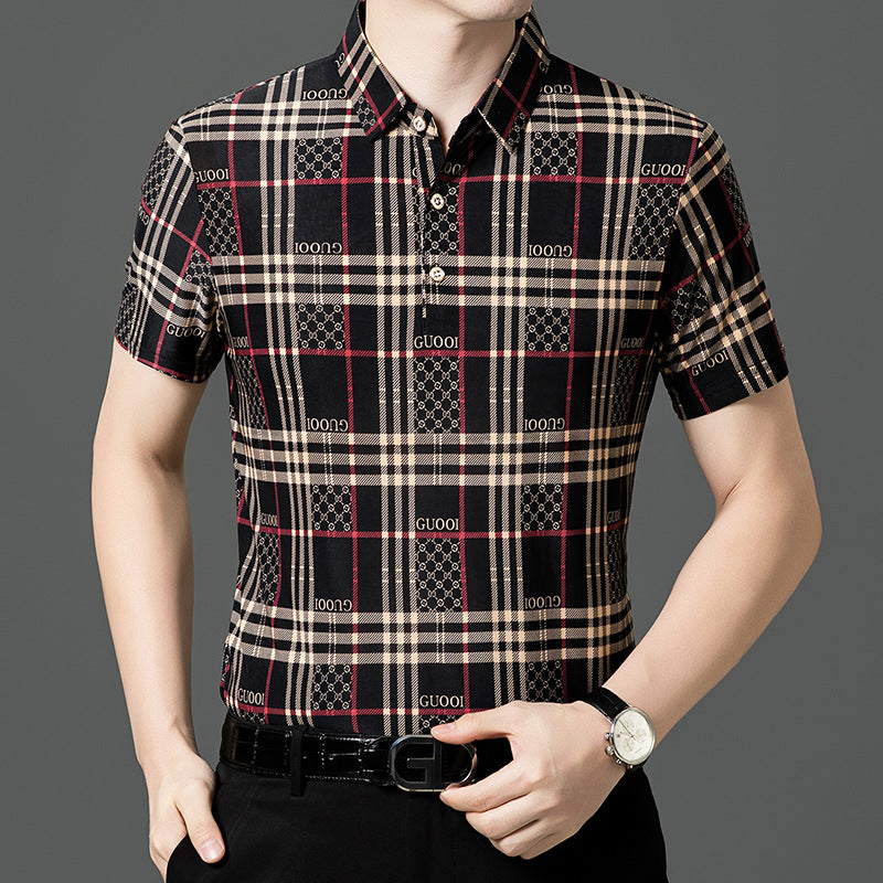 ah16-Summer men's trendy wrinkle-free short-sleeved POLO shirt