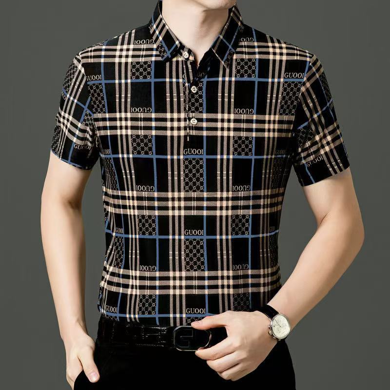 ah16-Summer men's trendy wrinkle-free short-sleeved POLO shirt