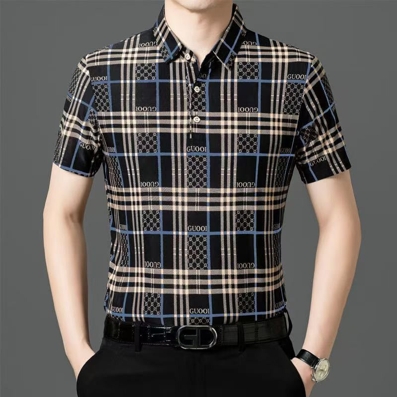 ah16-Summer men's trendy wrinkle-free short-sleeved POLO shirt