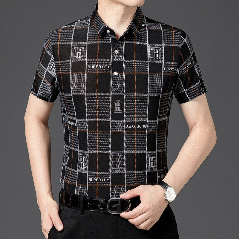 ah16-Summer men's trendy wrinkle-free short-sleeved POLO shirt