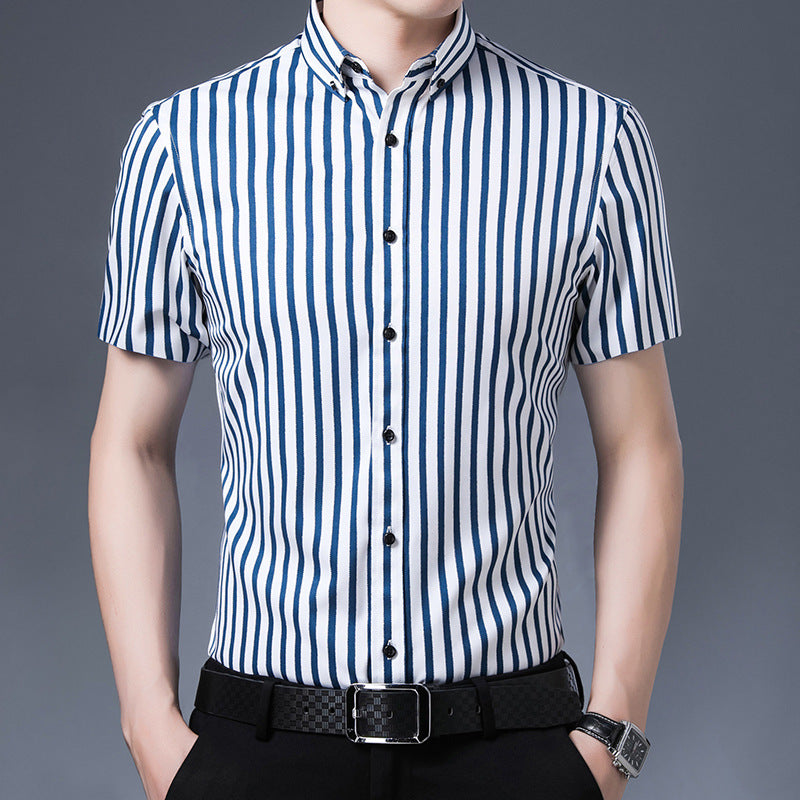 Men's new elastic striped short-sleeved shirt(cm460)