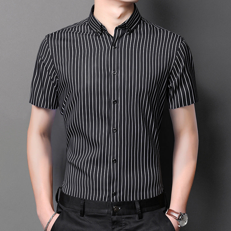 Men's new elastic striped short-sleeved shirt(cm460)