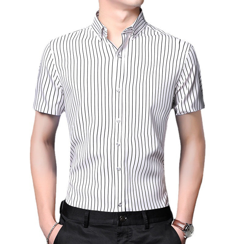 Men's new elastic striped short-sleeved shirt(cm460)