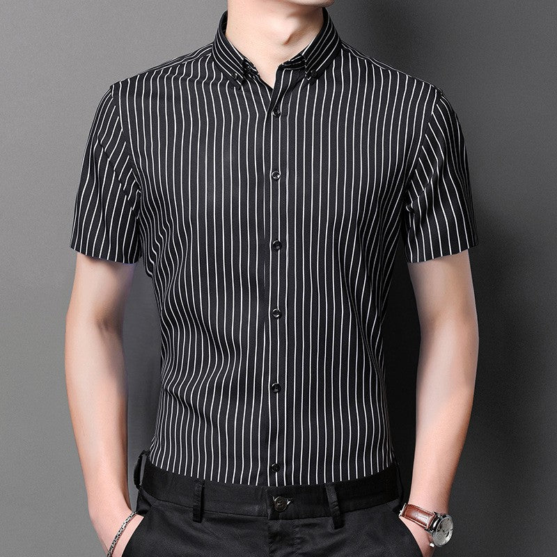 Men's new elastic striped short-sleeved shirt(cm460)