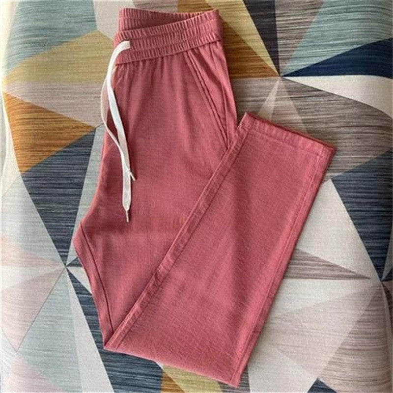 ah19-Men's simple elastic waist casual pants