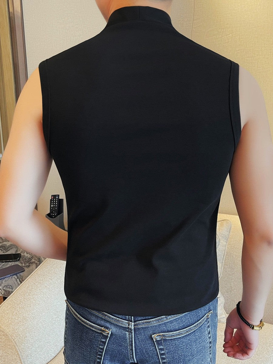 kuu408-Men's Summer Personality Fashion V-neck Sleeveless T-shirt