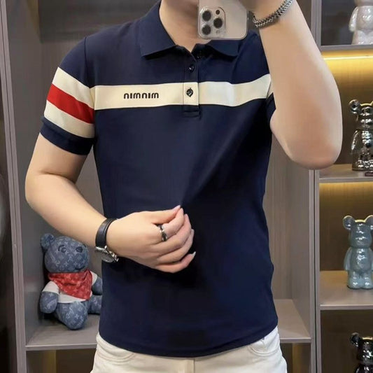 luu400-Men's business casual high quality short sleeve POLO shirt