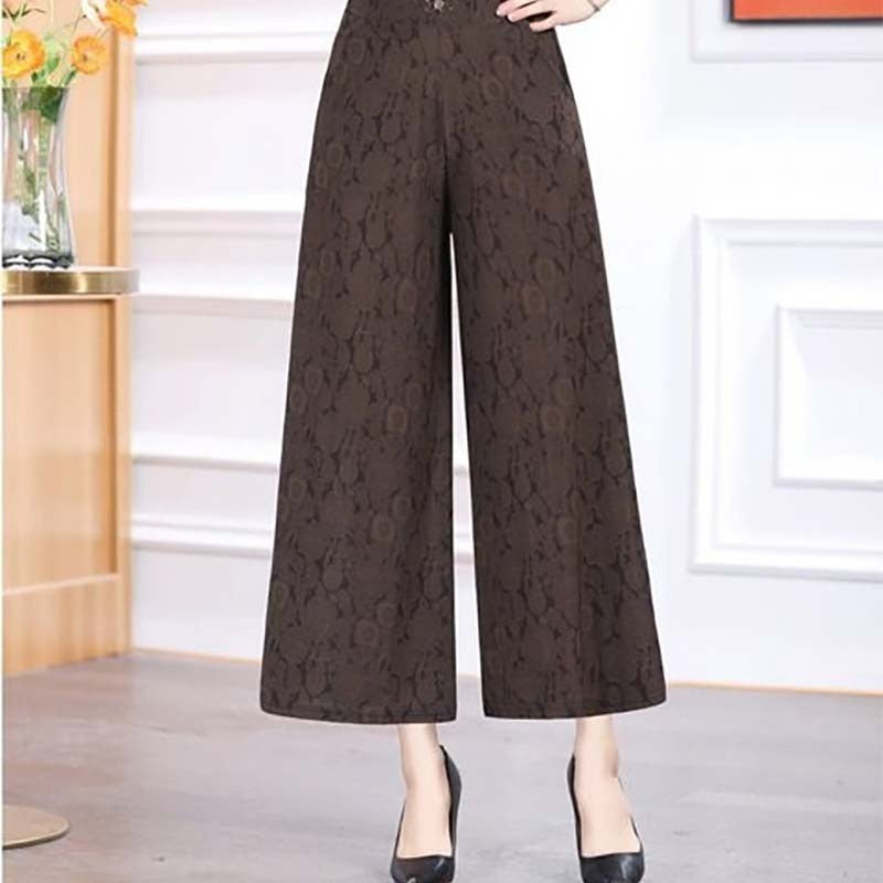 jk593-Summer high waist fashionable jacquard wide leg pants for women