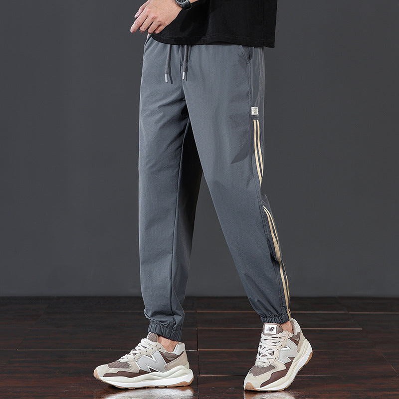 Men's striped drawstring casual sports pants