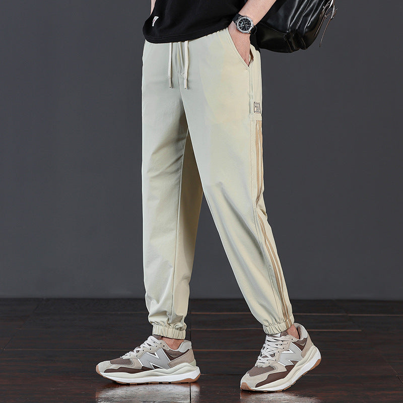 Men's striped drawstring casual sports pants