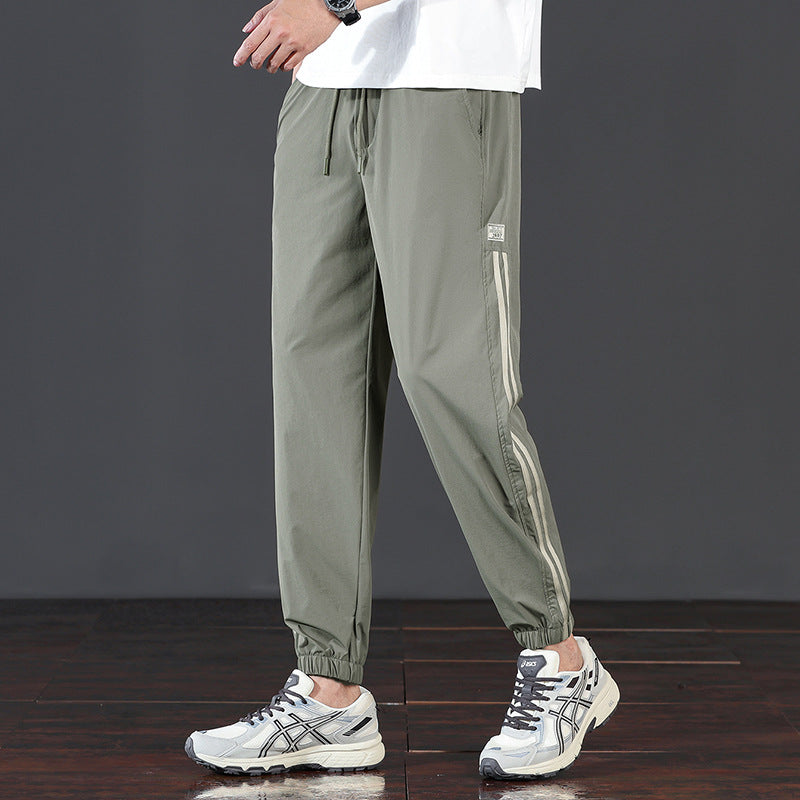 Men's striped drawstring casual sports pants
