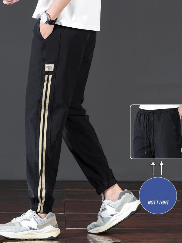Men's striped drawstring casual sports pants