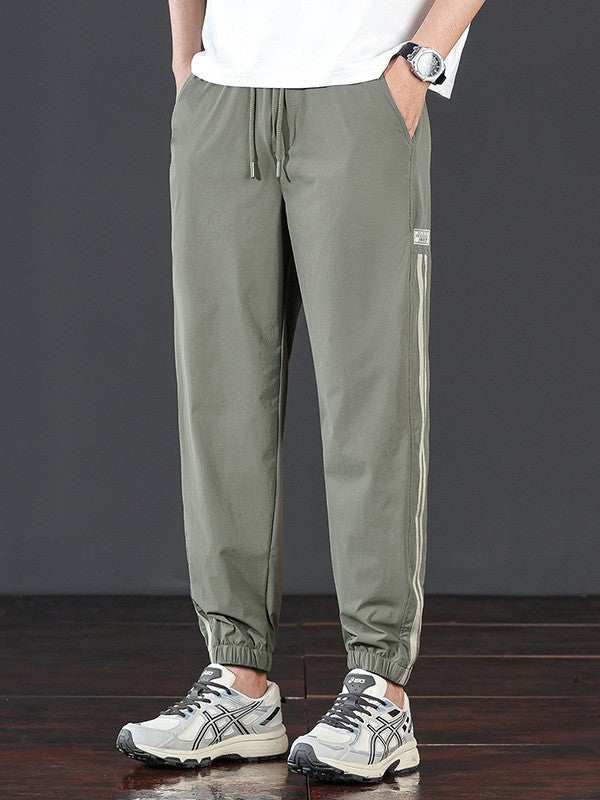 Men's striped drawstring casual sports pants