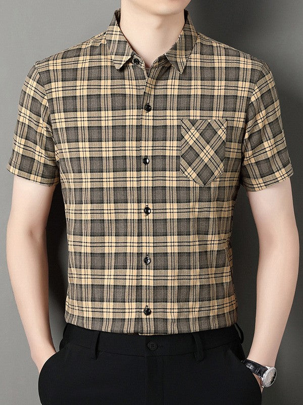 Men's new summer plaid print casual shirt(cm476)