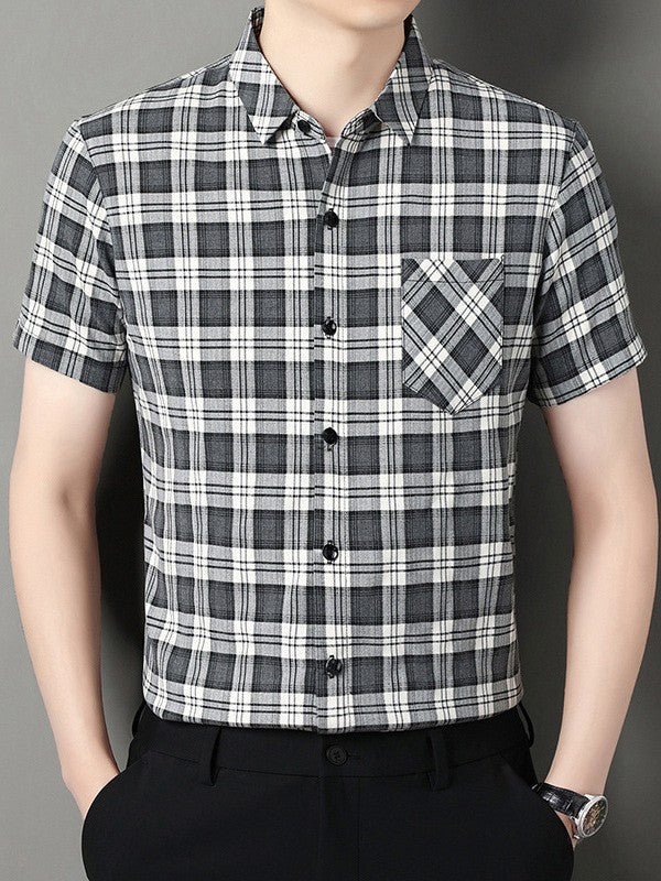 Men's new summer plaid print casual shirt(cm476)