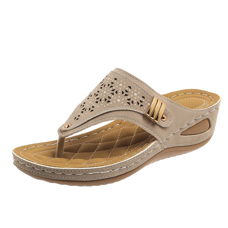 Summer solid color thick-soled hollow sandals(you404)