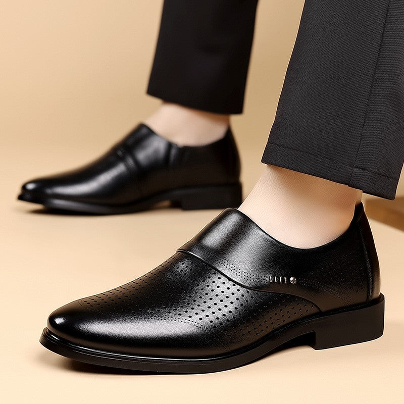 zd380-Men's business hollow leather shoes