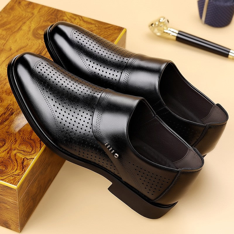 zd380-Men's business hollow leather shoes