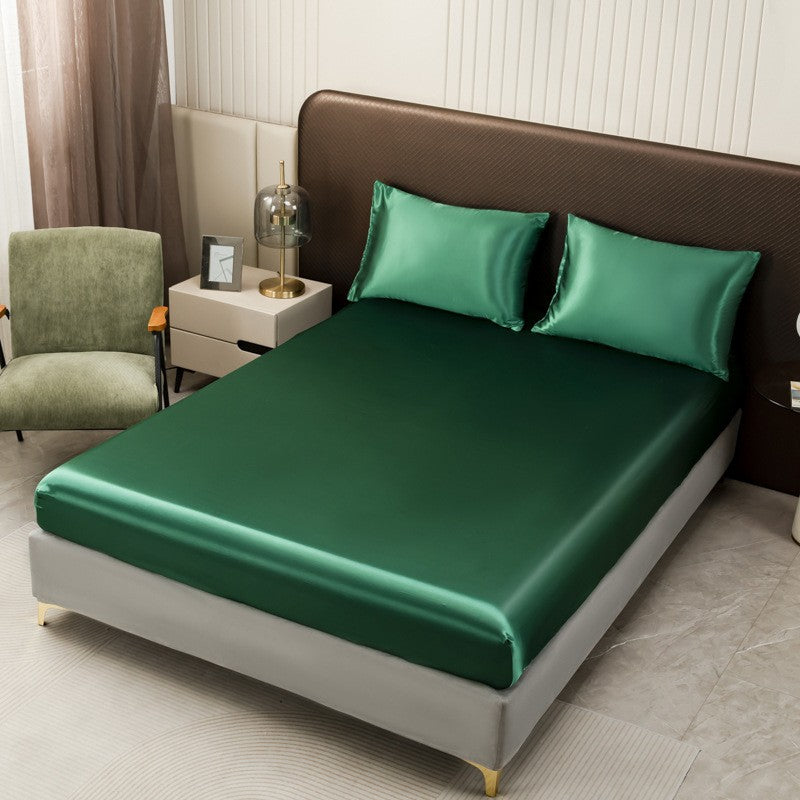 Summer Washed Ice Silk Fitted Sheet Pillowcase